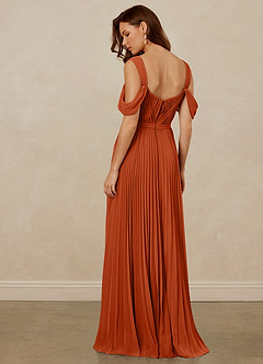 Christian Siriano Bridal for Azazie 1013 Bridesmaid Dresses Burnt Orange A-Line Off the Shoulder Chiffon Dress image4