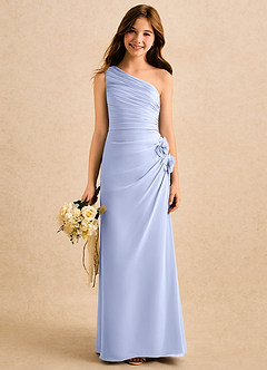 Azazie Sophie Girls Formal Flower Girl Dresses Ice Sheath One Shoulder Chiffon Dress image1