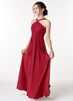 Azazie Anthea Junior Scarlet Pleated Chiffon Dress image4