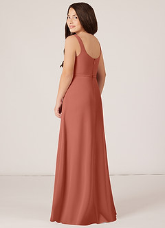 Azazie Renee Junior Clay A-Line Side Slit Chiffon Dress image4