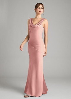 Azazie Rylina Vestidos de damas de honor Vestido de Rosetón de Satén Elástico de Corte Sirena image2