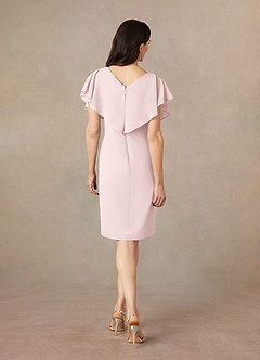 Azazie Julia Venta final Vestido Rosa Rubor de Gasa de Corte Recto con Cuello en V Plisado image4