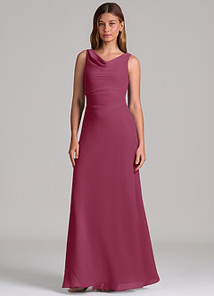 Azazie Nerine Brudtärnklänningar Klä av A-Linje i Chiffong Plisserad Mullbär image4