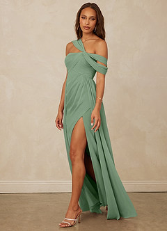 Christian Siriano Bridal for Azazie 1014 Bridesmaid Dresses Matcha A-Line Off the Shoulder Chiffon Dress image8