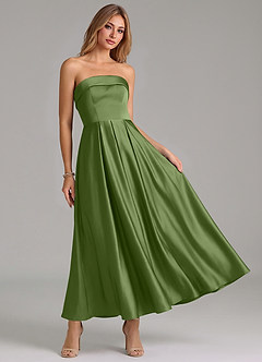 Azazie Lucienne Suknie dla druhen Linia A Pofałdowany Satyna elastyczna Długość kostki Sukienka image7