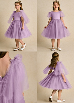 Azazie Duchess Flower Girl Dresses Wisteria A-Line with Sleeves Tulle Dress image2