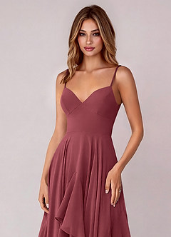 Azazie Zaina Abiti da Damigella Abito A-Line in Chiffon Merlot image2