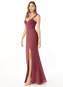 Azazie Audre Bridesmaid Dresses Merlot Mermaid Pleated Chiffon Dress image3