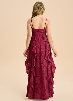 Azazie Peyton Junior Linie A Plisat Floral Burnout Lungime până la podea Domnișoară de onoare junioră Rochie image7