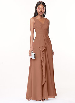 Azazie Julianna Bridesmaid Dresses Bronzer A-Line Chiffon Dress image1