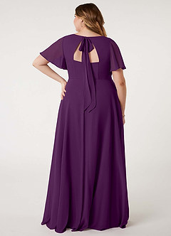 Azazie Kimber Bridesmaid Dresses Grape A-Line Flounce Sleeve Chiffon Dress image10