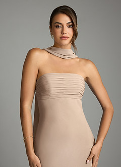 Azazie Saylor Vestidos de damas de honor Vestido de Gris Pardo de Gasa de Corte Sirena con Sin tirantes image6