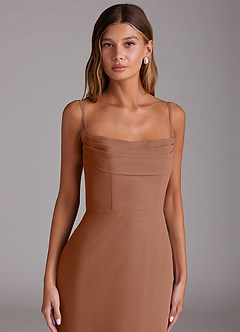 Azazie Saige Bridesmaid Dresses Bronzer A-Line Off the Shoulder Chiffon Convertible Dress image2