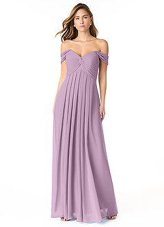 Azazie Kaitlynn Bridesmaid Dresses Wisteria Empire Ruched Chiffon Convertible Dress image2