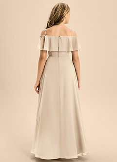 Azazie Maggie Junior Champagne A-Line Off the Shoulder Chiffon Dress image6