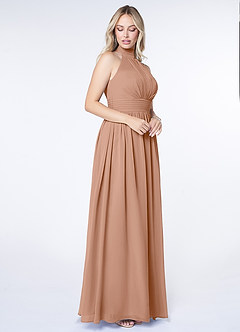 Azazie Iman Abiti da Damigella Abito A-Line in Chiffon A-Line con Increspature Champagne Rosa image3