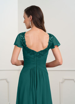 Azazie Gwenyth Mother of the Bride Dresses Peacock A-Line Lace Chiffon Dress image7
