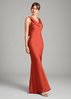 Azazie Rylina Vestidos de damas de honor Vestido de Óxido de Satén Elástico de Corte Sirena image5