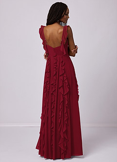 Barbie ♥ Azazie Bridesmaid Dresses Burgundy A-Line with Pockets Chiffon Dress image2