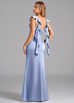 Azazie Adi Robes de demoiselle d'honneur Robe Trapèze en Satin extensible Plissée Eis image6