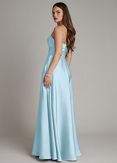 Azazie Meleena Bridesmaid Dresses Sky Blue A-Line Strapless Stretch Satin Dress image3