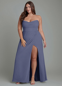 Azazie Johana Vestidos de damas de honor Vestido Tormenta de Gasa de Corte Sirena Convertible con Hombros descubiertos image16