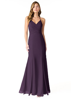 Azazie Carolina Bridesmaid Dresses Plum Mermaid Ruched Chiffon Dress image1