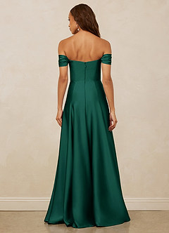 Christian Siriano Bridal for Azazie 1002 Bridesmaid Dresses Emerald A-Line Off the Shoulder Stretch Satin Convertible Dress image6