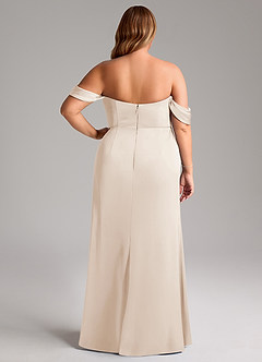 Azazie Saige Vestidos de damas de honor Vestido de Alabastro Blanco de Satén Elástico de Corte Recto con Vestidos sin tirantes image12