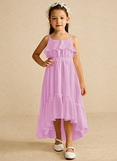 Azazie Karmen Flower Girl Dresses Candy Pink A-Line Ruched Chiffon Dress image5
