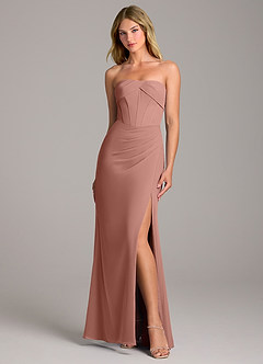 Azazie Chantel Bridesmaid Dresses Cedar Rose Sheath Strapless Chiffon Convertible Dress image1