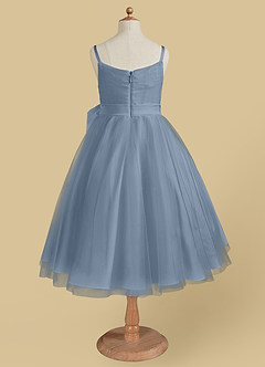 Azazie Dito Vente Finale Robe Trapèze en Tulle Plissée Bleu Poussiéreux image6