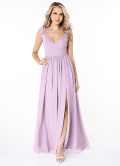 Azazie Stassie Bridesmaid Dresses Frosted Lilac A-Line Sweetheart Ruched Chiffon Dress image3