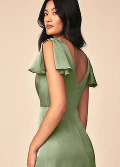 Azazie Soren Kleider zum Anprobieren zu Hause A-Linie Plissee Stretch-Satin Kleid Rotbraun image5