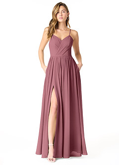 Azazie Cora Bridesmaid Dresses Desert Rose A-Line Pleated Chiffon Dress image1