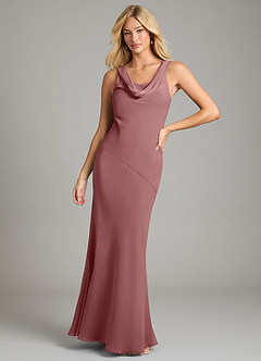 Azazie Rylina Bridesmaid Dresses Desert Rose Mermaid Pleated Chiffon Dress image1