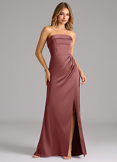 Azazie Aretha Bridesmaid Dresses Amethyst A-Line Strapless Stretch Satin Convertible Dress image4