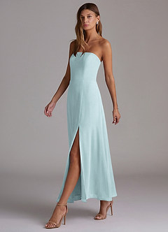 Azazie Wren Vestidos de madrinha de casamento Vestido Névoa de Chiffon de Linha A com Sem alças image3