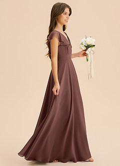 Azazie Anysa Junior Robe Trapèze en Mousseline de soie Rayé Expresso image4