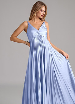 Azazie Raychelle Bridesmaid Dresses Ice A-Line Pleated Stretch Satin Dress image7