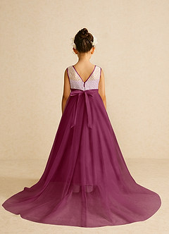 Azazie Tay Flower Girl Dresses Mulberry A-Line Sequins Tulle Dress image2