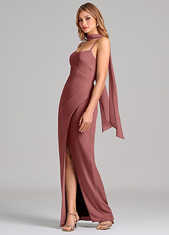 Azazie Calandra Abiti da Damigella Abito Tubino in Chiffon Plissettato Ametista image4