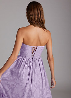 Azazie Delphina Bridesmaid Dresses Lilac A-Line Strapless Floral Burnout Convertible Dress image6