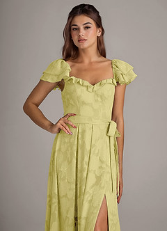 Azazie Aricella Brautjungfernkleider A-Linie Korsett Blumen-Burnout Kleid Zitronensorbet image6
