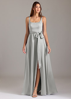Azazie Elliott Brautjungfernkleider A-Linie mit Taschen Stretch-Satin Kleid Silber image3