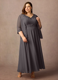 Azazie Devana Mother of the Bride Dresses Steel Grey A-Line Sequins Chiffon Dress image11