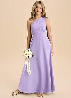 Azazie Phaedra Junior Vestido de Lila de Gasa de Corte en A con Plisado image8