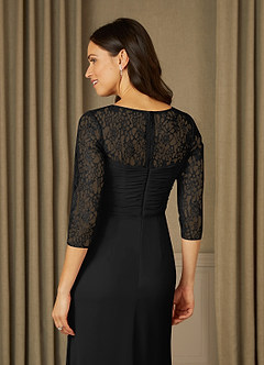 Azazie Zolla Mother of the Bride Dresses Black A-Line Lace Chiffon Dress image6
