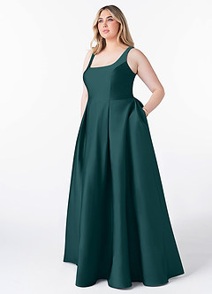 Azazie Neve Brautjungfernkleider Ballkleid mit Taschen Stretch-Satin Kleid Kiefer image7