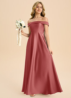 Azazie Sissy Junior Klänning av A-Line i Stretch Satin Off the shoulder image3